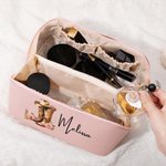 Personalisierte Geburt Blume Western Cowgirl Stiefel Hut Design Name PU Leder Kosmetiktasche mit Griff Portable Reisezubehör Geburtstagsgeschenk für Frauen