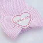 Cappello da ospedale berretto con fiocco per neonati a righe personalizzato con nome ricamato regalo per compleanno dei neonati o bambini