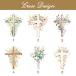 Personalisierte Aquarell Kreuz 1-5 Geburt Blumen Leder Kirche Notebook mit Namen für Bibelstudium Geburtstag religiöses Geschenk für Frauen Christian