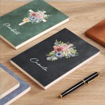 Personalisierte Aquarell Kreuz 1-5 Geburt Blumen Leder Kirche Notebook mit Namen für Bibelstudium Geburtstag religiöses Geschenk für Frauen Christian