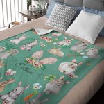 Personalizado lindo conejo de dibujos animados suave manta con nombre Decoración del hogar Baby Shower Cumpleaños Pascua Regalo para Niños Niñas