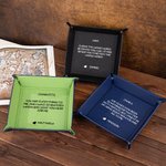 Personalised Romantic Message Foldable Leather Catchall Snap Tray with Name Desktop Storage Organizer Valentine's Day Gift for Couple
