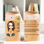 Personalisierte Chaos-Koordinator Cartoon-Charakter 20oz gefrostetem Glas Becher mit Geburt Blume und Stroh tägliche Reise Geburtstag Geschenk für Familie
