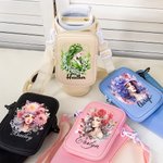 Personalized Anthropomorphic Birth Flower Water Bottle Carrier Bag with Name Pouch and Strap Accessories for 40oz Stanley Birthday Gift for Women