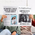 Personalized Newborn Announcement Newspaper with Text and Photo Pregnancy Reveal Baby Shower Gift for Mother