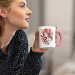 Personalisierte anthropomorphe Geburt Blume 11oz keramische Kaffeetasse mit Namen Geburtstag Jahrestag Geschenk für Frauen