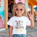 Spersonalizowana koszulka z inicjałami zajączka wielkanocnego 100% bawełny Body niemowlęce z imieniem Prezent urodzinowy na Wielkanoc dla dzieci i niemowląt