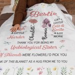 Personalized To My Bestie 2 Birth Flowers Soft Throw Blanket with Names Home Decor Birthday Gift for Sisters Friends