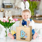 Personalizado Divertido Conejito Inicial Huevo de Pascua Personaje Bolsa de Yute con Nombre Happy Easter Eggs Hunting Birthday Gift for Kids Family
