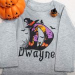 Personlig Wizard Hat Bat Doodle Initial 100% bomull Unisex Baby Bodysuit T-skjorte med navn Halloween festgave til baby gutter jenter