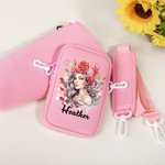 Personalized Anthropomorphic Birth Flower Water Bottle Carrier Bag with Name Pouch and Strap Accessories for 40oz Stanley Birthday Gift for Women