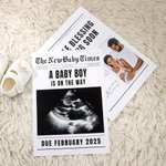Personalized Newborn Announcement Newspaper with Text and Photo Pregnancy Reveal Baby Shower Gift for Mother
