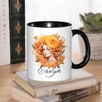Personalisierte anthropomorphe Geburt Blume 11oz keramische Kaffeetasse mit Namen Geburtstag Jahrestag Geschenk für Frauen