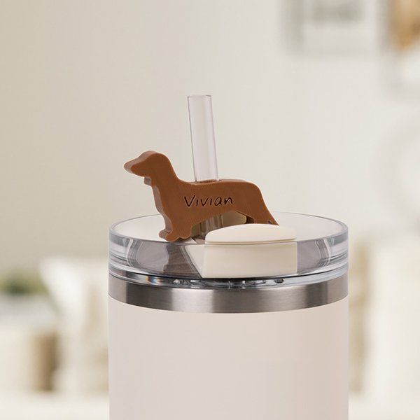 Personalised Multicolour 3D Printed Cat Dog Shape Straw Topper with Name Accessories for Stanley Tumbler Birthday Party Gift for Pet Lovers
