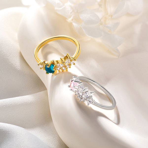 Personalized Butterfly Zircon Birthstone Ring Birthday Anniversary Mother's Day Gift for Women