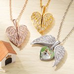 Personalisierte Herz geformt Zirkon Engel Flügel Foto Halskette mit Namen Memorial Schmuck Geburtstag Geschenk für Hund Katze Haustier Liebhaber