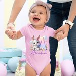 Spersonalizowana koszulka z inicjałami zajączka wielkanocnego 100% bawełny Body niemowlęce z imieniem Prezent urodzinowy na Wielkanoc dla dzieci i niemowląt