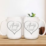 Tazza da caffè multicolori personalizzata con nome e testo Kiss me good morning regalo di anniversario e San Valentino per coppie