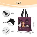 Personalized Retro Pattern 1-3 Pet Photos Paw Print Large Tote Bag with Name Birthday Gift for Dog Mom Pet Lovers