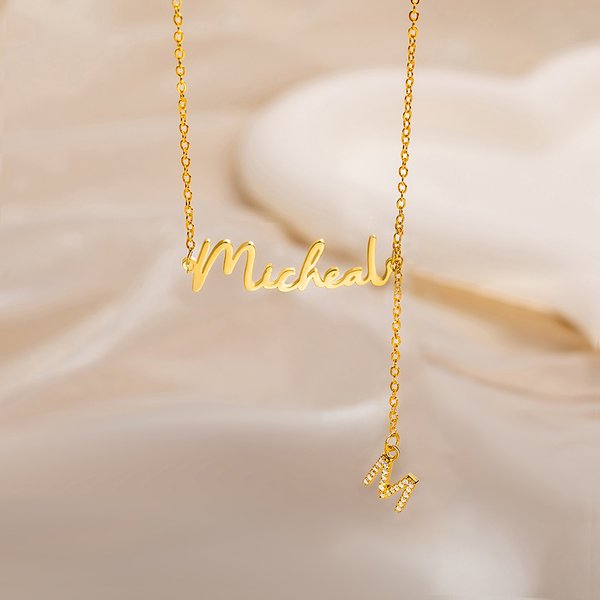 Collar personalizado con nombre delicado con colgante Circonio Inicial Charm Cumpleaños Aniversario San Valentín Día de regalo para las mujeres
