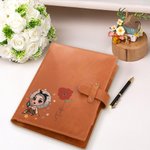 Personalisierte Mode Cartoon Mädchen Geburt Blume PU Leder A5 Notebook Cover mit Namen und Lagerung Tasche Bürobedarf Geburtstag Geschenk für Frauen