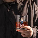 Personalised Cartoon Character Zodiac Sign 10oz Old Fashioned Whiskey Rocks Glass with Name Valentine's Day Birthday Gift for Wine Lovers