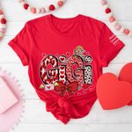 Personlig Cupid Bow Heart Print Title Multicolor T-shirt Sweatshirt med 1-16 namn Alla hjärtans dag Mors dag Present till mamma mormor