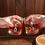 Personalised Cartoon Character Zodiac Sign 10oz Old Fashioned Whiskey Rocks Glass with Name Valentine's Day Birthday Gift for Wine Lovers