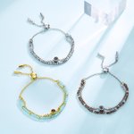 Henkilökohtainen Photo Projection säädettävä Double Chain Bead rannekoru 100 Kielet Dainty korut vuosipäivä syntymäpäivälahja naisille