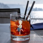 Personalised Cartoon Character Zodiac Sign 10oz Old Fashioned Whiskey Rocks Glass with Name Valentine's Day Birthday Gift for Wine Lovers