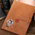 Personalisierte Mode Cartoon Mädchen Geburt Blume PU Leder A5 Notebook Cover mit Namen und Lagerung Tasche Bürobedarf Geburtstag Geschenk für Frauen
