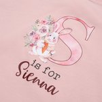Personalizado lindo conejito de la acuarela floral inicial 100% algodón bebé body con nombre Holiday Party Outfit Pascua Baby Shower regalo para los recién nacidos
