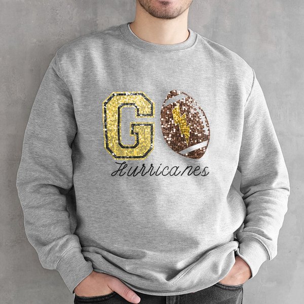 Personalized Faux Sequin Go Baseball Football Unisex Crewneck Sweatshirt with Name Game Day Team Gift for Sports Lover