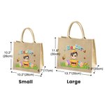 Personalisiertes Tote Bag Jute-Tasche Bunte Eierschale Cartoon Junge Mädchen mit Namen Ostereiersuche Party Favors Geburtstag Geschenk für Kinder
