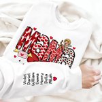 Personlig Cupid Bow Heart Print Title Multicolor T-shirt Sweatshirt med 1-16 namn Alla hjärtans dag Mors dag Present till mamma mormor