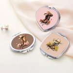 Personalized Birth Flower Western Cowgirl Boots Hat Design Makeup Mirror with Name Portable Travel Accessories Birthday Gift for Women