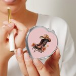Personalized Birth Flower Western Cowgirl Boots Hat Design Makeup Mirror with Name Portable Travel Accessories Birthday Gift for Women