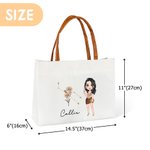 Personalized Zodiac Sign Birth Flower Cartoon Character Canvas Tote Bag with Name and Leather Handle Birthday Gift for Women