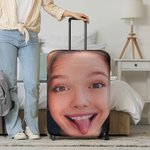 Personalizzato Funny Face Photo Double-sided Luggage Protective Cover Fits 18-32 Inches Suitcase Travel Accessories Gift for Travel Lovers