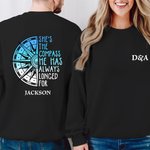 Personalisierte Anker Kompass immer verdient langes Paar T-shirt Sweatshirt Hoodie mit Initiale und Name Valentinstag Jahrestag Geschenk für ihn ihr