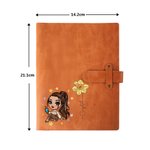 Personalisierte Mode Cartoon Mädchen Geburt Blume PU Leder A5 Notebook Cover mit Namen und Lagerung Tasche Bürobedarf Geburtstag Geschenk für Frauen