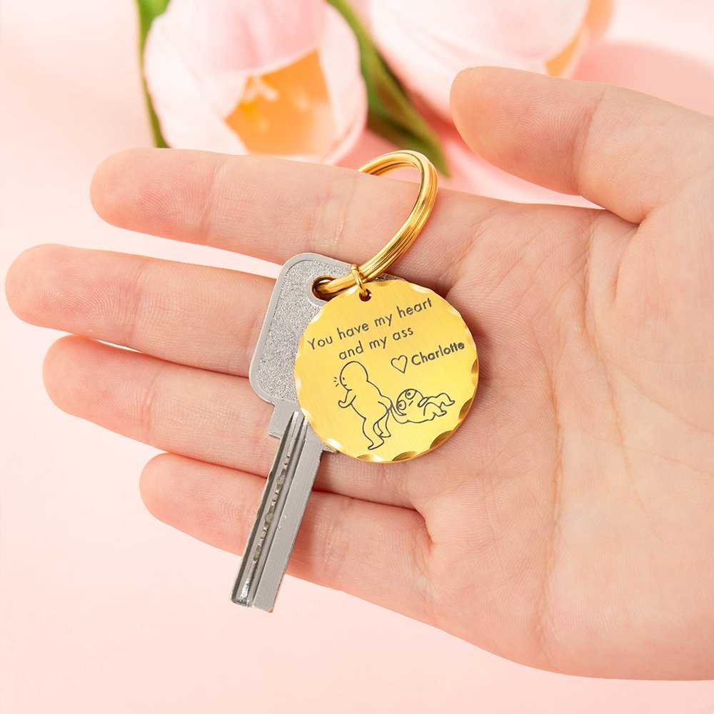 Llavero Personalizado You Have My Heart And My Ass Couple Stick Figure Keychain with Engraved Text Valentine's Day Anniversary Gift for Couple 7