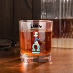 Personalised Cartoon Character Zodiac Sign 10oz Old Fashioned Whiskey Rocks Glass with Name Valentine's Day Birthday Gift for Wine Lovers