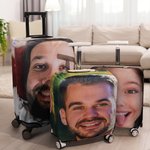 Personalizzato Funny Face Photo Double-sided Luggage Protective Cover Fits 18-32 Inches Suitcase Travel Accessories Gift for Travel Lovers