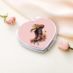 Personalized Birth Flower Western Cowgirl Boots Hat Design Makeup Mirror with Name Portable Travel Accessories Birthday Gift for Women