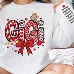 Personlig Cupid Bow Heart Print Title Multicolor T-shirt Sweatshirt med 1-16 namn Alla hjärtans dag Mors dag Present till mamma mormor