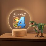 Personalisierte Fantasie Einhorn Dinosaurier Cartoon Zahl LED-Nachtlicht mit Namen und hölzernen Basis Kinderzimmer Dekoration Geburtstag Baby Dusche Geschenk für Kinder