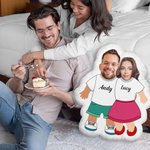 Personalised Funny Face Photo Human-shaped Throw Pillow with Name Home Decor Valentine's Day Housewarming Gift for Couple Him Her
