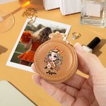 Personalized Cartoon Cheerleading Girl Portable Leather Name Ring Holder Jewelry Case with Keychain Travel Accessories Birthday Gift for Women