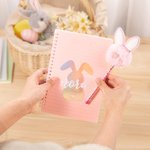 Cuaderno de espiral A5 personalizado con nombre de conejito y set de bolígrafo con 156 páginas rayadas Regalo de cumpleaños de Pascua para niños y niñas